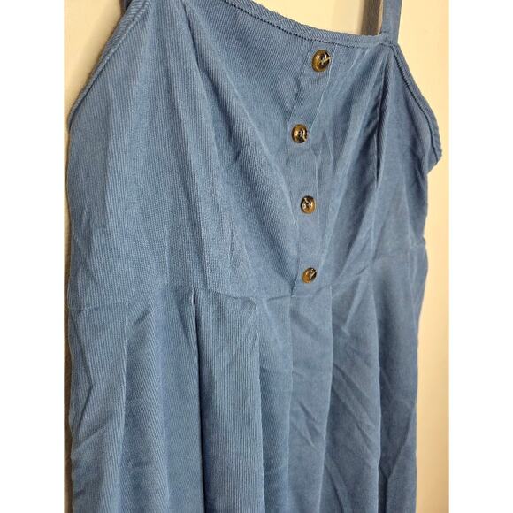 Blue corduroy jumper style dress by Finjani - Picture 2 of 5